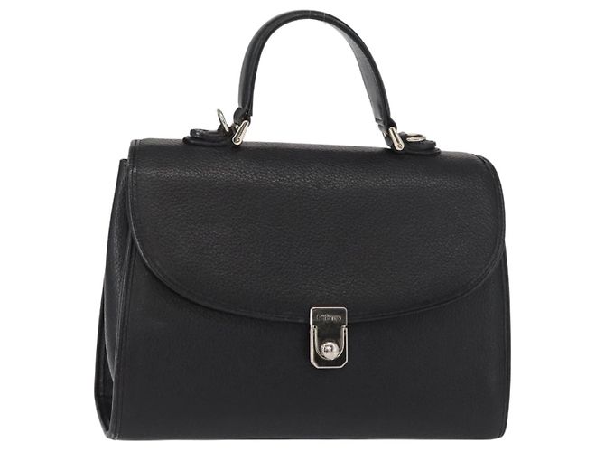 Autre Marque Borsa a mano Burberrys in pelle nera e argento Auth ep12447 Nero