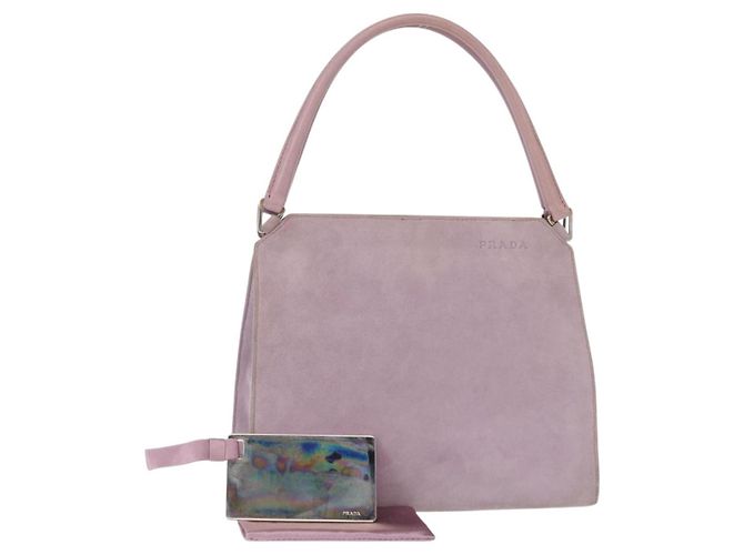 PRADA Sac à main Suède Violet Argent Auth gh1452 Argenté