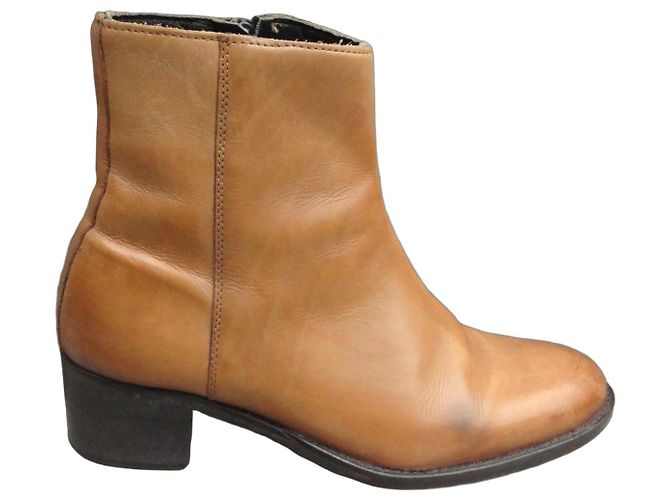 Autre Marque Botines HE Diffusion de cuero marrón claro