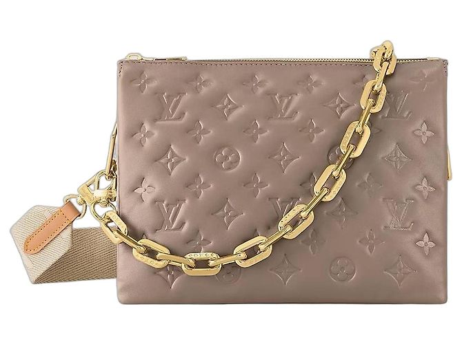 Louis Vuitton Coussin PM Taupe Bolso de piel Gris pardo
