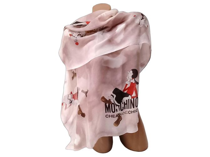 Bufanda de seda Moschino Cheap And Chic Beige Olive Oyl