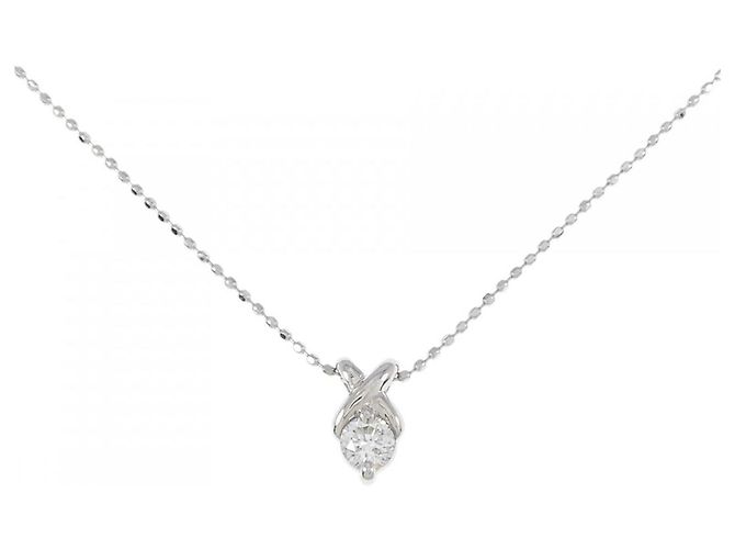 Autre Marque Platin-Diamant-Halskette Silber