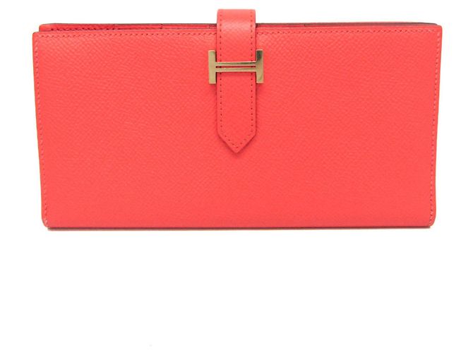 Cartera larga Hermès Bearn Soufflé rosa salmón