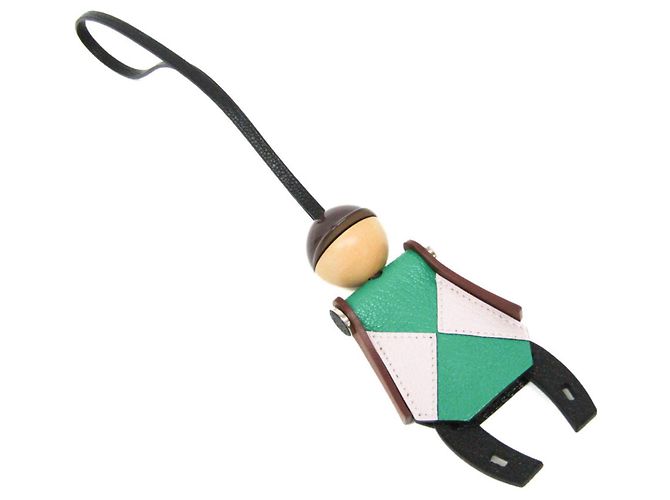 Charm per borsa Jockey di Hermès Marrone Rosa Verde 
