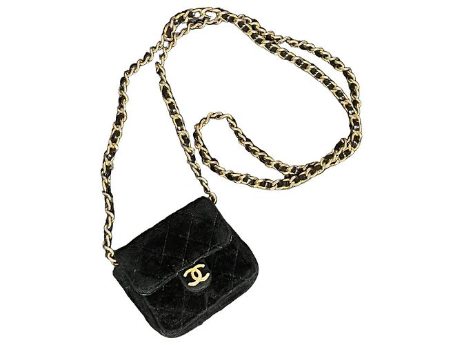 Chanel Mini Chanel Tasche Schwarzer Samt