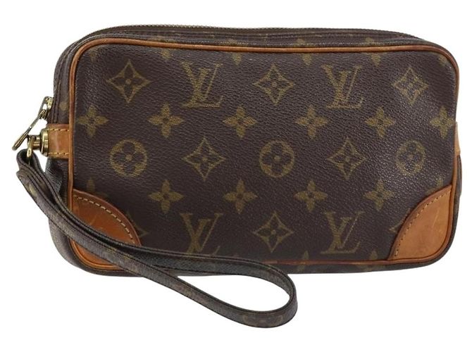 Clutch Marly Dragonne em Canvas Monogram PM Louis Vuitton Marrom