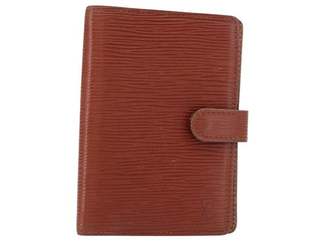 Cubierta de agenda Louis Vuitton en cuero Epi PM Castaño