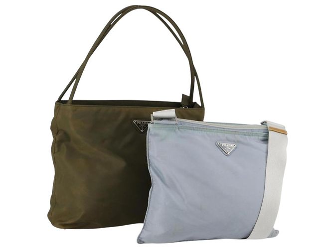 PRADA Handtasche Nylon 2 Set Grün Hellblau Auth am9845