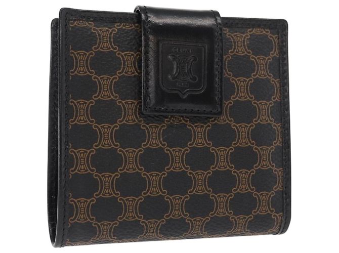 Céline CELINE Macadam Canvas Wallet PVC Leather Black Auth 148550V