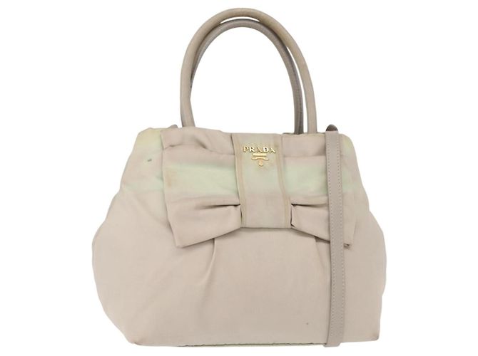 PRADA Handtasche Nylon 2-Wege Gold Hellgrün Auth 153682 Golden