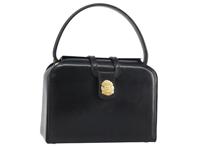 Céline CELINE Hand Bag Leather Black Gold Auth SW1859 Golden