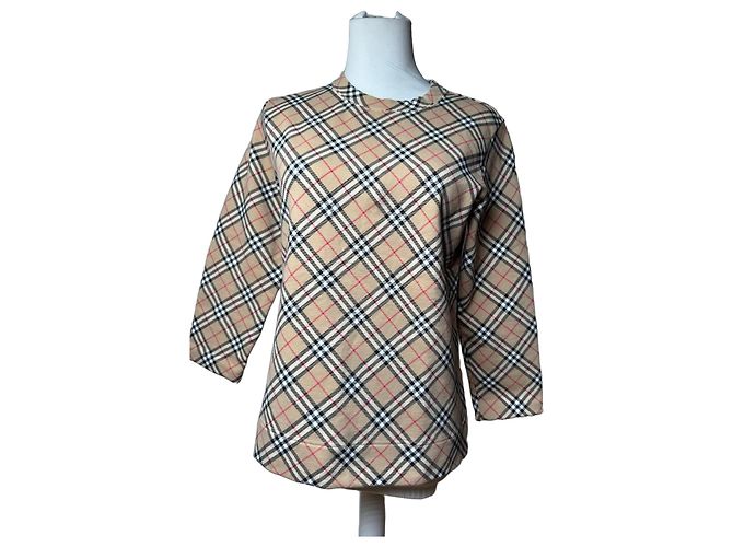 Vintage Burberry Novacheck Rundhals-Pullover M Beige