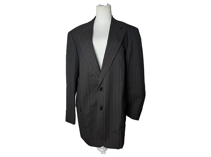 Vintage Courreges Striped Men’s Wool Blazer M/L Grey
