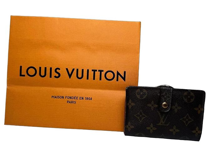 Carteira de Couro Monograma Louis Vuitton Vintage Marrom