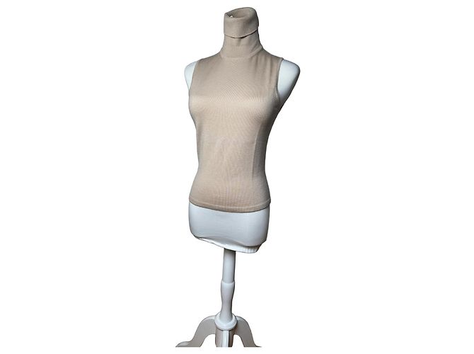 Vintage Gianni Versace Rollkragenpullover aus Wolle beige braun M
