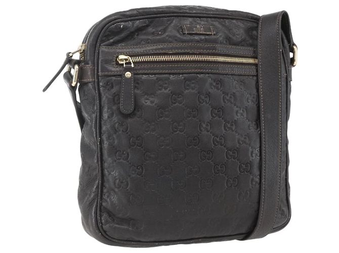 Gucci Front Zip Messenger Guccissima Leather Medium Brown