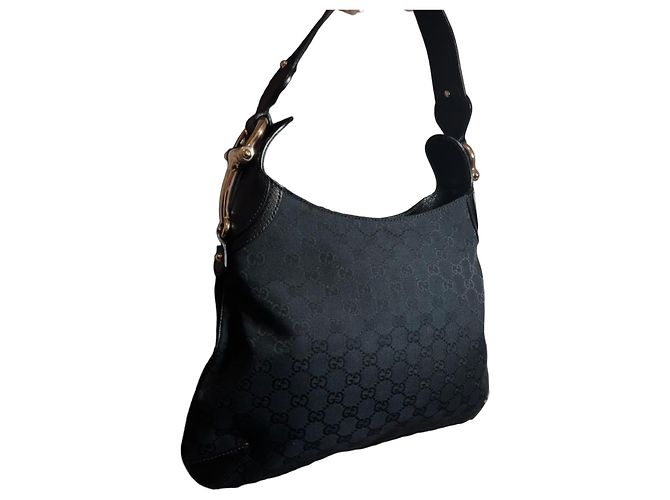 Sac Monogram Horsebit Gucci Noir Doré