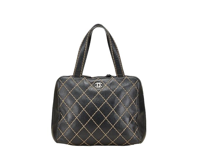 Timeless CHANEL Wild Stitch Coco Mark Handtasche Schwarz