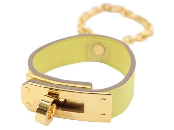 Charm per borsa Hermès Kelly Glove Holder Argento Giallo