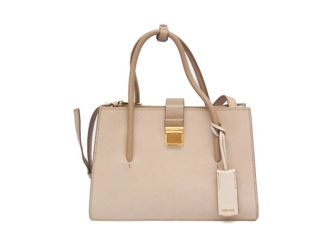Bolsa de couro Miu Miu MADRAS 5BA104 em rosa bege