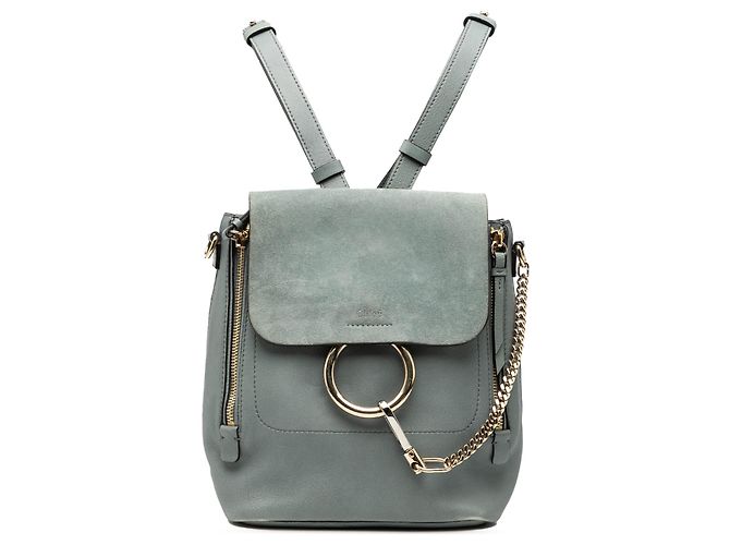 Chloé Blue Medium Calfskin and Suede Faye Backpack