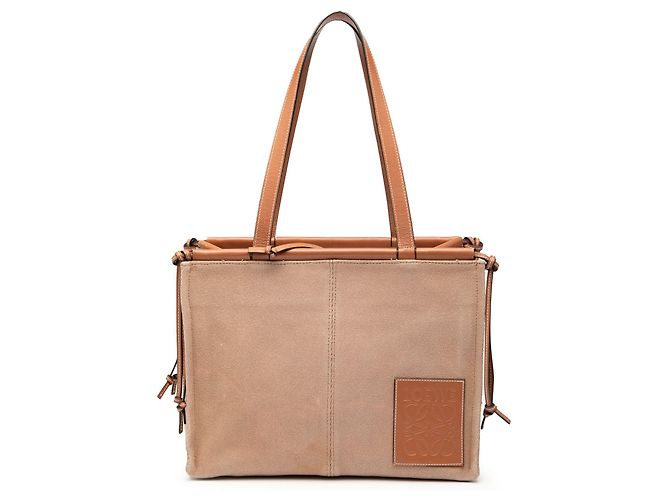 LOEWE Kleine Braune Canvas-Tote Beige