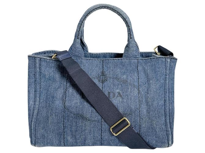 Prada Canapa Tote Canvas Denim Blue
