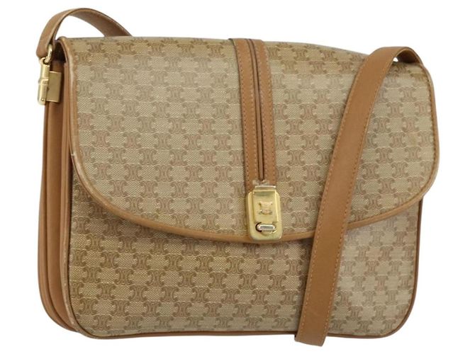 Céline Bolso de Hombro Celine Macadam de Lona Beige