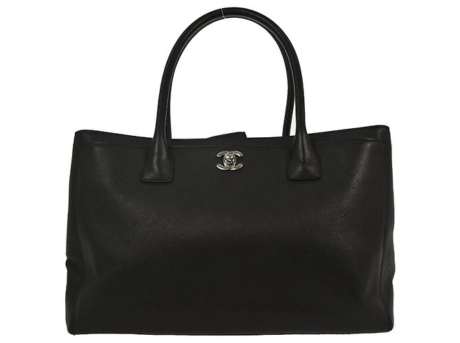 Chanel Cerf Executive Tote Leather Medium Black