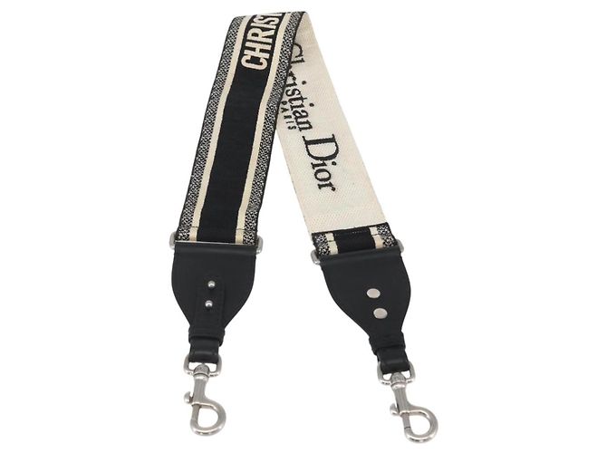 Christian Dior Logo Shoulder Strap Embroidered Canvas Thin