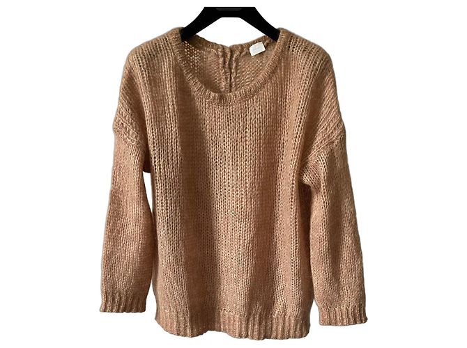 Autre Marque Pull C.T. Plage Camel Mohair Nylon und Waschbär Größe 38 - 40 Beige