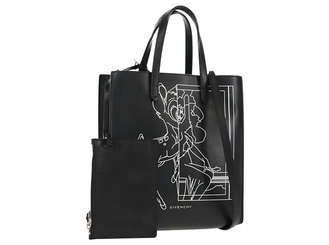 Sac à main GIVENCHY en cuir 2 en 1 noir argent authentique BA9198V Argenté