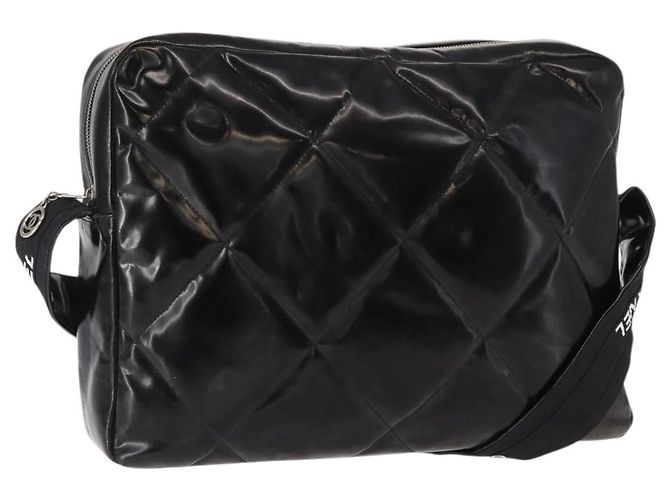 CHANEL Borsa a Spalla Matelassé Smalto Nero Argento CC Auth bs31793