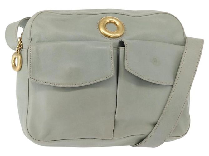 Céline Sac à épaule CELINE Circle en cuir doré vert clair Auth 156943