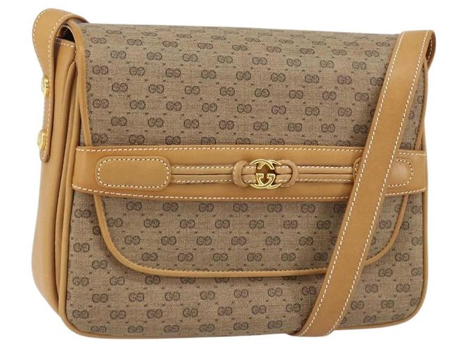 Gucci Borsa a Spalla Micro GG Supreme PVC Beige Oro Auth 160593 D'oro