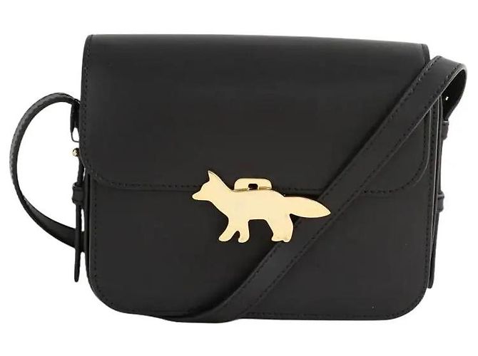 Kitsune Bolsa de ombro de couro preto
