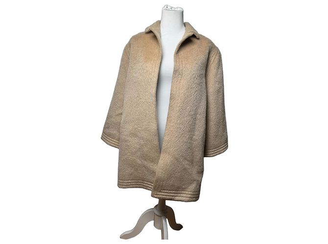 Vintage Givenchy Lama-Haar Mantel Beige M/L
