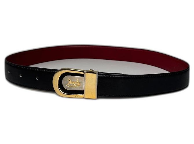 Céline Vintage Celine Paris Leather Belt Black