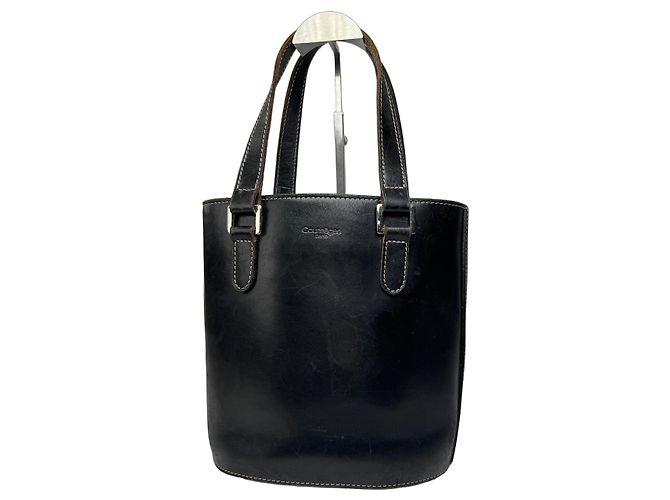 Vintage Courreges Leder Eimer Tasche Schwarz