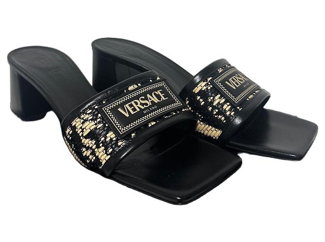 Mules Barocco Theia de Versace Noir Doré Orange