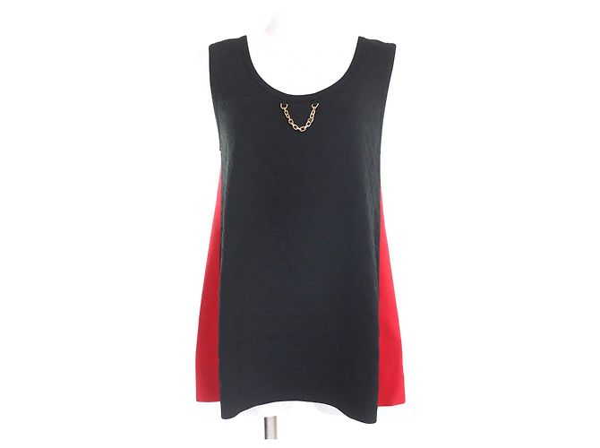Top de seda Louis Vuitton Negro Roja