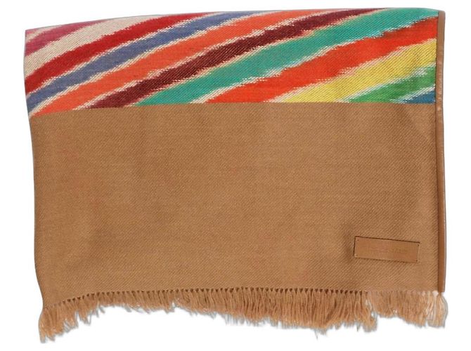 Hermès Écharpe en cachemire marron à franges