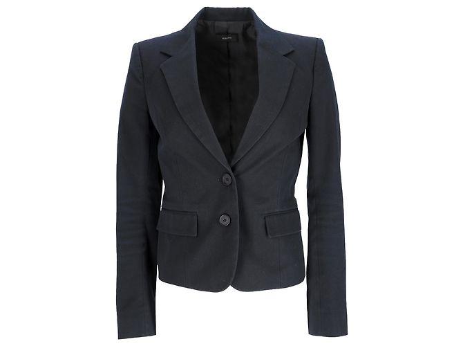 Blazer monopetto con tasche in cotone blu navy Joseph