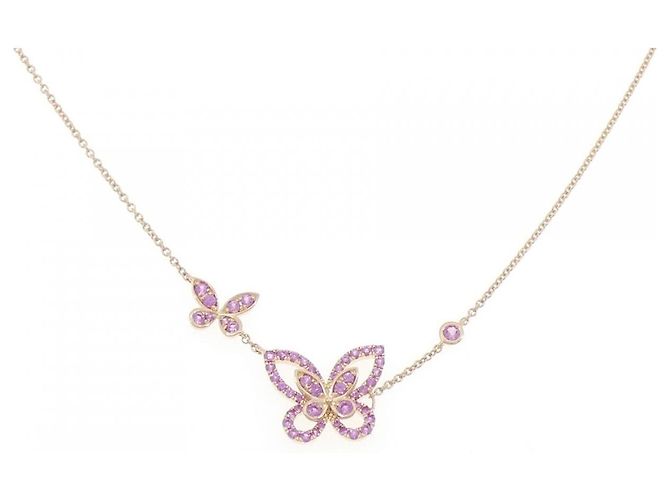 Collar Graff Double Butterfly Silhouette 750 Oro Rosa y Zafiro