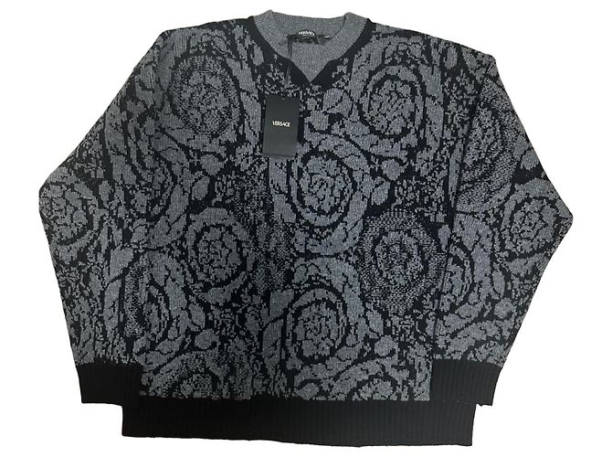 Barocco Strickpullover von Versace Schwarz Grau 