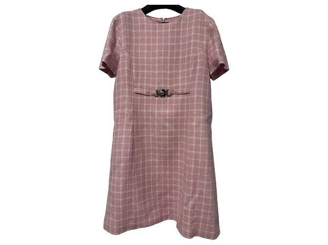 Versace Mini Kleid mit Rosa Karomuster Pink Weiß