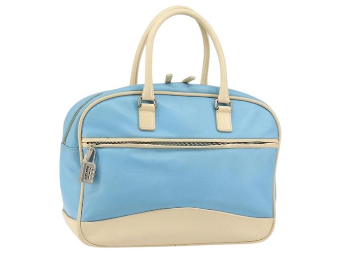 Borsa a mano Miu Miu in pelle blu argento Auth bs31862