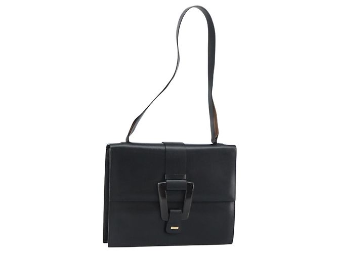 Borsa a Spalla in Pelle GUCCI outlet Nera Argento Auth bs32045 Nero