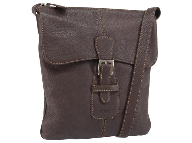LOEWE Borsa a Spalla Pelle Argento Marrone Auth ar13857