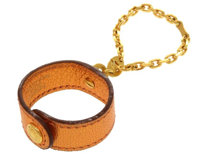 Porte-clés en cuir orange Hermès 